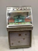 A mid century Rock. Ola 120 hi-fi juke box, amp rebuilt and refurbished, width 77cm, depth 69cm,