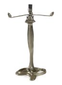 An Art Nouveau style table lamp in Matt, chrome finish, without shade, 47.5cm high