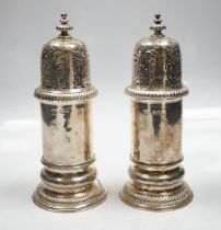 A matched pair of Britannia standard silver lighthouse sugar casters, Carrington & Co, London,