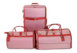 Three pink Samsonite Black Label luggage bags, Hard suitcase height 76cm, width 47cm, depth