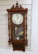 A late 19th century mahogany wall clock, inscribed R Bonner Thomas, Port Madoc, 96cm high