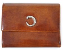 A vintage Cartier Panthere brown leather wallet, height 11cm, width 14.5cm, depth 2cm