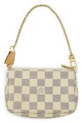 A Louis Vuitton white check mini handbag, with alternative leather strap, boxed and with cloth