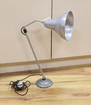 An aluminium anglepoise table lamp, 80cm high extended