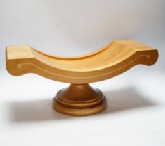 A David Linley turned wood stilton stand/fruit bowl with original box, 43cm wide