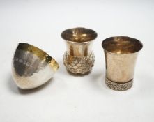 A modern parcel gilt silver tumbler cup, maker Stuart Jenkins, London, 2011 and two modern silver