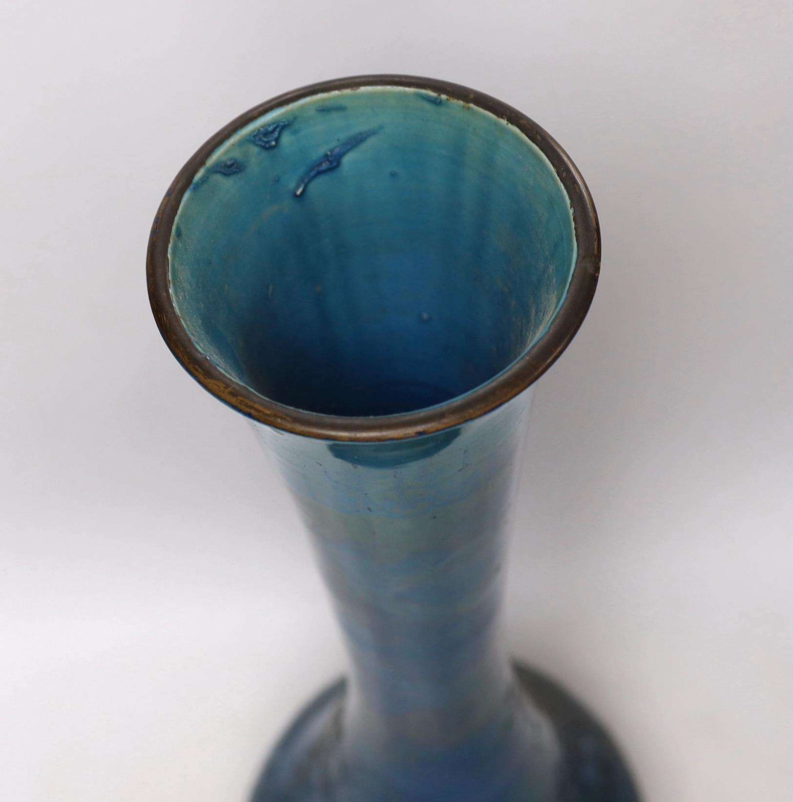 A large Japanese turquoise glazed vase, 59cm high - Image 3 of 4