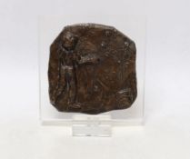 A limited edition bronze plaque by Victor Salmones, 8/10, 17x17cm