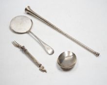 A George V silver biscuit server, a Dutch white metal combination fork and spoon and a late