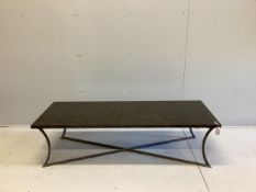 A custom made Louis Montrose (Dernier Hamlyn) coffee table with Verde Ubatuba granite top, width