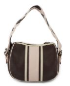 A Moschino Cheap and Chic brown and powder pink shoulder bag, with plaited leather shoulder strap,