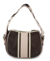 A Moschino Cheap and Chic brown and powder pink shoulder bag, with plaited leather shoulder strap,