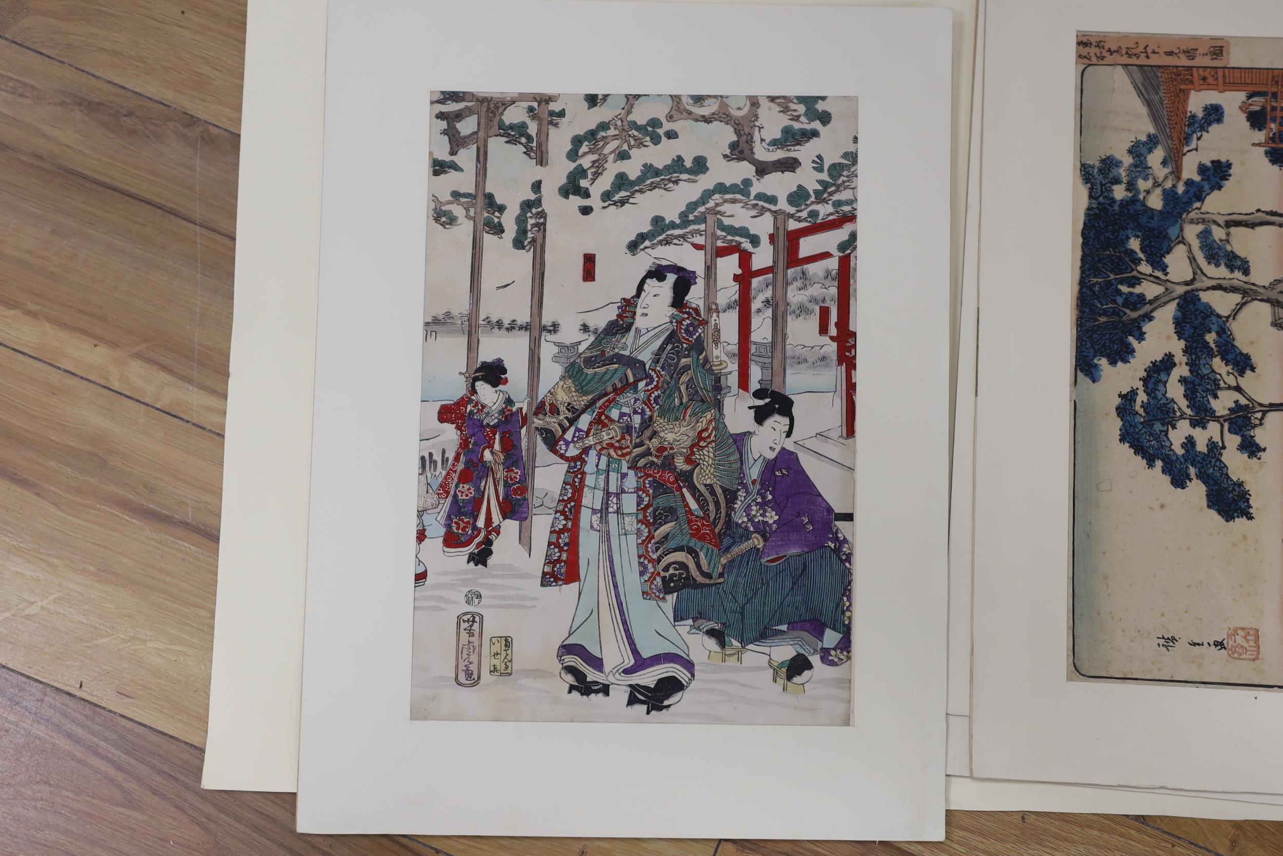 A folio of Japanese woodblock prints, including examples after Utagawa Kunisada and Utagawa Kunisada - Image 3 of 5