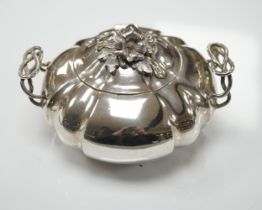 A mid 19th century Russian 84 zolotnik two handle sugar bowl and hinged cover, assay master possibly