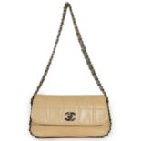 A Chanel square quilt multi-chain Classic Flap shoulder bag, in a light caramel colour with gun-