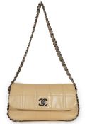 A Chanel square quilt multi-chain Classic Flap shoulder bag, in a light caramel colour with gun-
