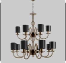 A 'Cole' matt gold and shade truffle chandelier by Villaverde