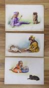 Charles Thomas Howard (1865-1942) three original watercolours for postcard designs, Children with