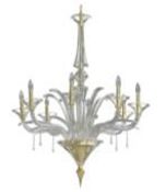 A gilt metal and glass chandelier by Gladee, height approx. 90cm