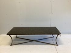 A custom made Louis Montrose (Dernier Hamlyn) coffee table with Verde Ubatuba granite top, width
