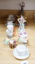 19th century Continental tableware, including Richard Ginori Capodimonte style cups and a