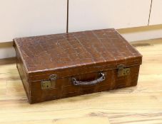 Vintage 1930’s crocodile skin travelling case, 56cm wide