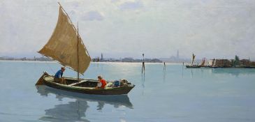 Giuseppe Marino (Italian 1916-1975), oil on canvas, Lagoon, signed, Frost & Reed label verso, 50 x