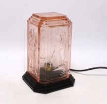 An Art Deco style moulded glass lamp, 22cm