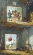 Attributed to Eugene Verboeckhoven (Belgian, 1798-1881), pair of oils on canvas laid on board, Horse