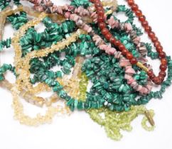 A quantity of assorted necklaces including malachite.