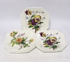 A set of six S. Bridgewood botanical handpainted plates