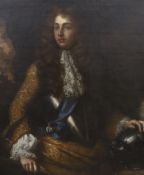 After Sir Godfrey Kneller, oil on canvas, Portrait of a gentleman wearing armour, unframed, 115 x
