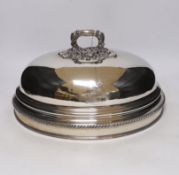 A late 19th/early 20th century silver plated domed meat dish cover, 39.6cm