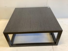 A custom made Decca Furniture Domicile square coffee table, 99cm, height 43cm