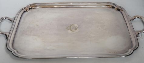 An Elizabeth II silver two handled tea tray, by Viners Ltd, Sheffield, 1966, 56.2cm over handles,