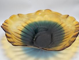 A large Murano orange and blue glass centre dish, 65cm wide