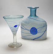 A Boda, Finnish, Artist collection glass decanter and glass both by Col B. Vallien, decanter