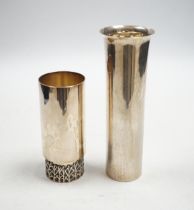 Two Elizabeth II silver cylinder vases, by Christopher Nigel Lawrence, including antler range