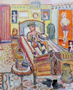 § § Fred Yates (English, 1922-2008) Soldier in his bedroomoil on boardunsigned101 x 84cm***CONDITION