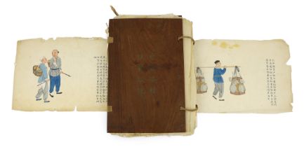 An album of Chinese watercolours on rice paper, trades and customs of China, late 19th / early