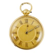 A George III engine turned 18ct gold open face pocket watch, by Young & Sons, Newcastle on Tyne,