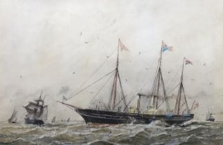 William Edward Atkins (British, 1842-1910) The Royal yacht Victoria & Albert (II), with Queen