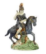 A Ralph Wood group of St. George & The Dragon, c.1795, the figure of St George riding a horse