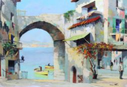 § § Cecil Rochfort D'Oyly-John (British, 1906-1993) 'Corner of Santa Margarita'oil on canvassigned45