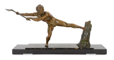 Pierre-Joseph Hugonnet (French, 1801-1885), an Art Deco bronze figure of a woodcutter standing