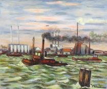 Sauveur Terracciano (Algerian, 1908-1991) 'Port d'Amsterdam'oil on canvassigned, Salon des