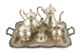 A 20th century Peruvian Camusso 925 sterling six piece tea and coffee service, of pyriform, with
