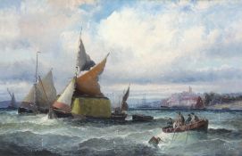 Hubert Thornley (William Anslow Thornley) (fl.1859-1898) Hay barges and other shipping off the
