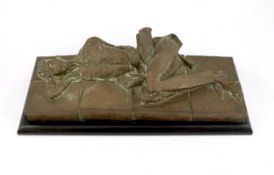 § § Nicola Simbari (Italian, 1927-2012), a bronze 'Reclining woman', signed and dated '71, 52.5cm