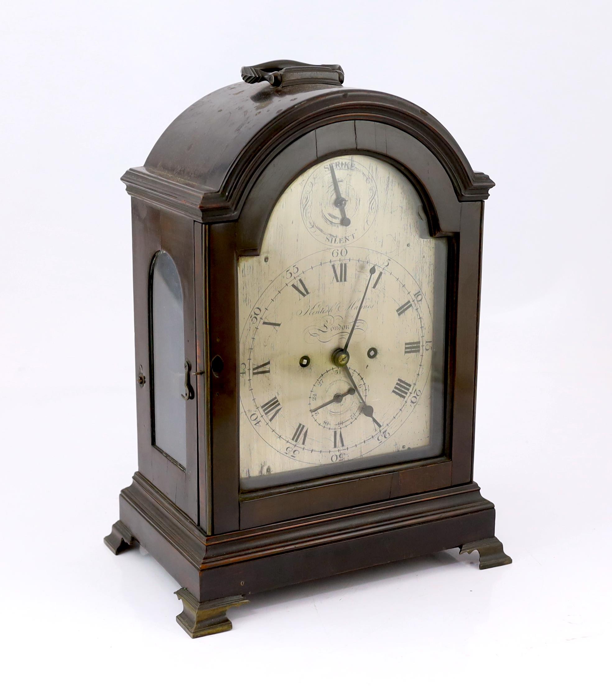 Kentish & Haynes of London, a George III ebonised eight day bracket clock in arched case with - Image 2 of 5